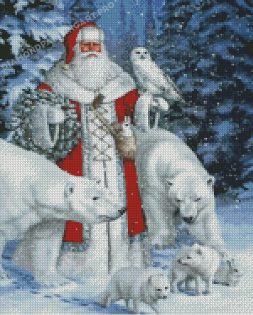 Polar Bears And Santa Diamond Painting