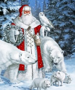 Polar Bears And Santa Diamond Painting