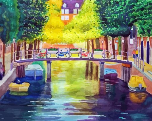 Amsterdam Canal Bikes Diamond Painting