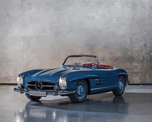 Iconic Blue Mercedes Roadster Diamond Painting