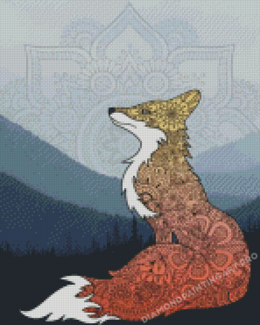 Mountain Mandala Fox Diamond Painting