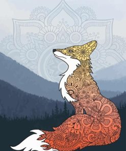 Mountain Mandala Fox Diamond Painting