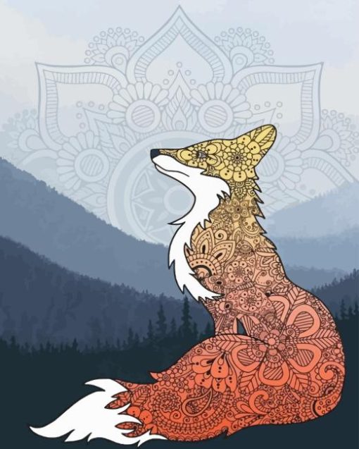 Mountain Mandala Fox Diamond Painting