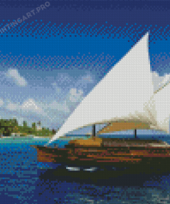 Maldivian Dhoni Wooden Boat Diamond Painting