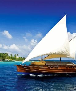 Maldivian Dhoni Wooden Boat Diamond Painting