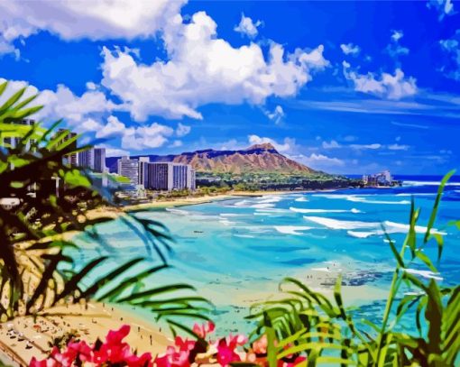 Waikiki Beach Landscape Diamond Painting